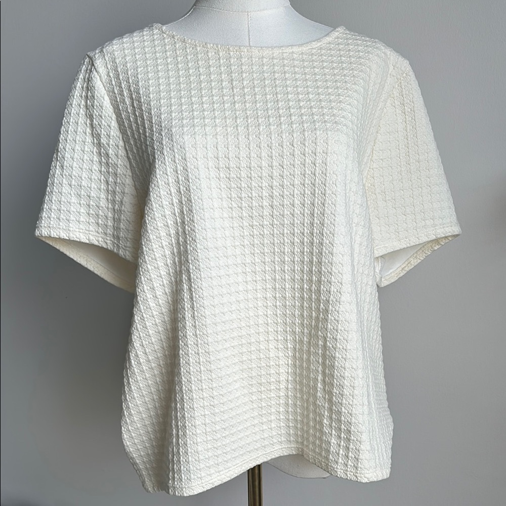 Nwt W5 Anthropologie Womens Yellow Relaxed Textured Short Sleeve Top XL Spring‎